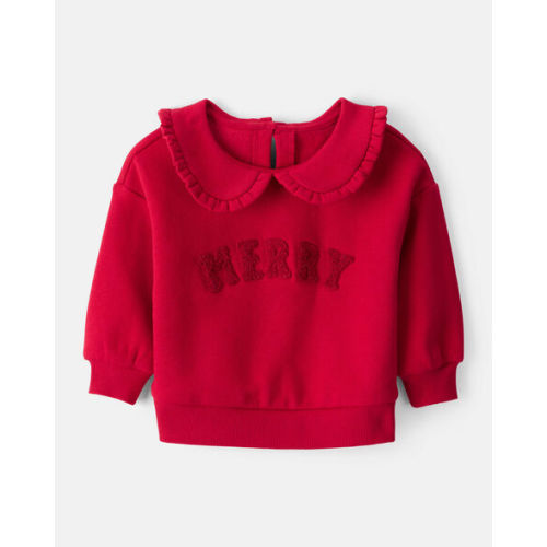 Baby Girl Fleece Christmas Merry Long-Sleeve Pullover Sweatshirt - Red - Carter's | Carter's