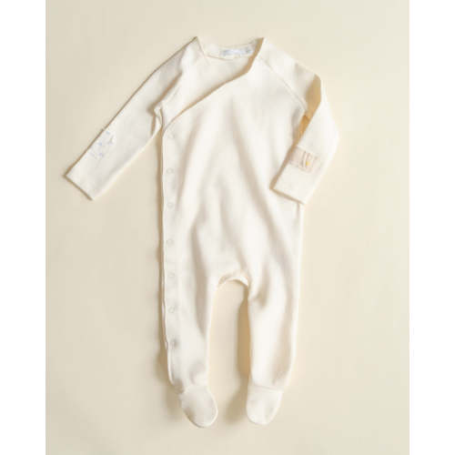 Ecru footie-Blue calico patch
