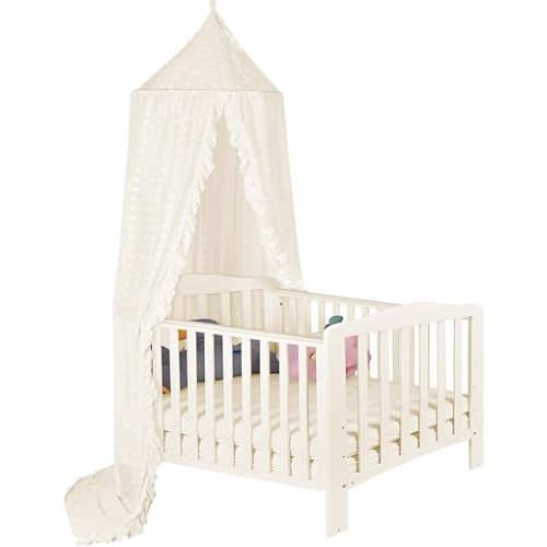 Princess Bed Canopy for Girls - Crib Canopy for Bed - Mosquito Net for Bed, Kids Bed Canopy with Princess Room Decor for Girls Bedroom,Children's Reading Room Decor (Beige)