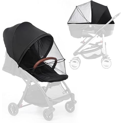2-in-1 Stroller Sun Shade and Mosquito Net Cover - Universal Breathable Baby Cover With Two-Way Zipper for Extender