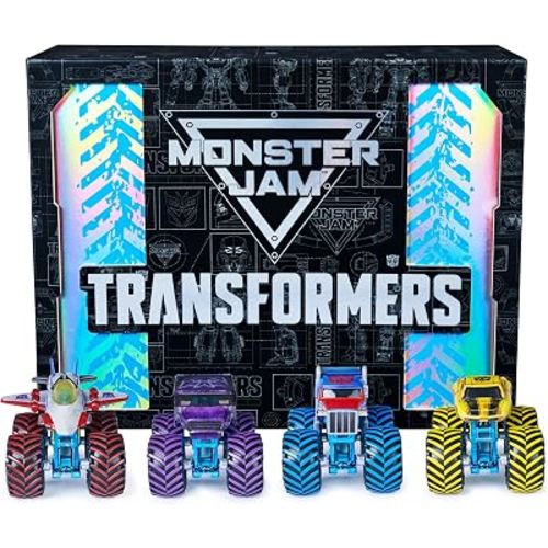 Monster Jam Transformers Monster Trucks Die Cast Vehicle, 1:64 Scale 4-Pack