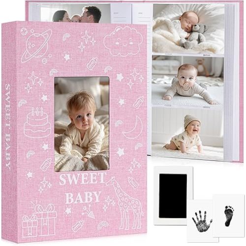 Baby Photo Album 4x6 300 Pockets Linen Slip-in Memory Book