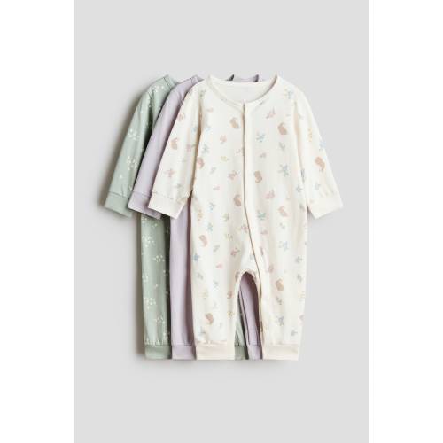 3-pack Cotton Pajama Jumpsuits - Light purple/floral - Kids | H&M US