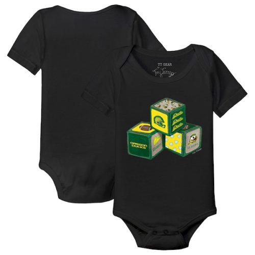 Infant Tiny Turnip Black Oregon Ducks Blocks Bodysuit