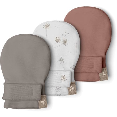 goumikids 3 Pack Stay-On Mitts Pewter, Dandilion and High Prairie, 0-3 Months