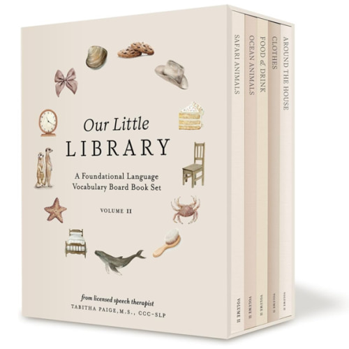 Our Little Library Vol. 2: First 100 Words Board Book Box Set, including Ocean Animals, Safari Animals, Food and Drink, Clothes, and Around the House (Tabitha Paige Children's Book Series)