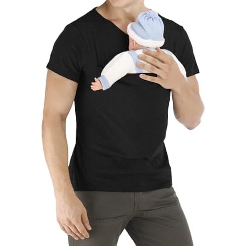 Kangaroo Shirt for Dad V Neck Short Sleeve Funny Shirts Skin to Skin Dad Novelty T-Shirt with Pockets
