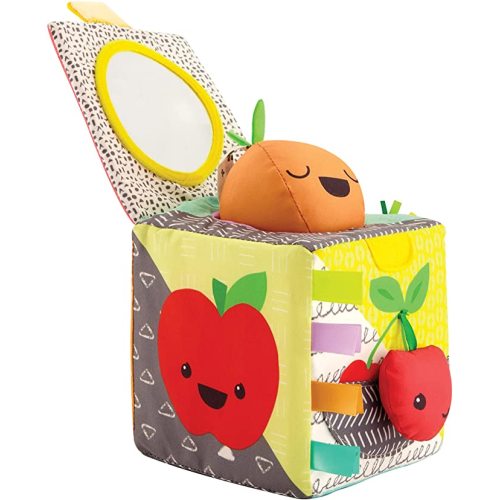 Infantino Peek & Seek Sensory Discovery Cube, Selfie Mirror, Early Fine Motor Skills Development, for Infants & Toddlers 3M+, Multicolor