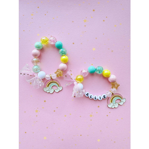 Pastel Rainbow Kids Beaded Charm Bracelet