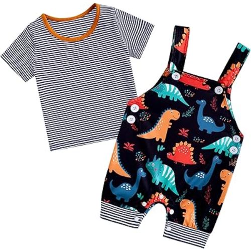 Baby Boys Clothes Set Summer Newborn Shorts Outfits 2pcs Short Sleeve T-shirt Top + Short Overalls