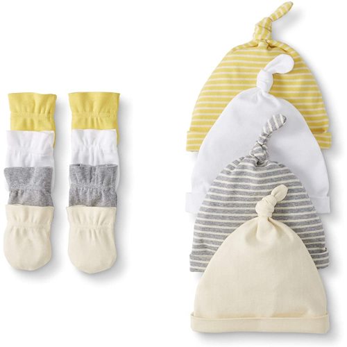 Moon and Back by Hanna Andersson Baby Boys' and Girls' 4-Pack Organic Cotton Cap and Mitten Set