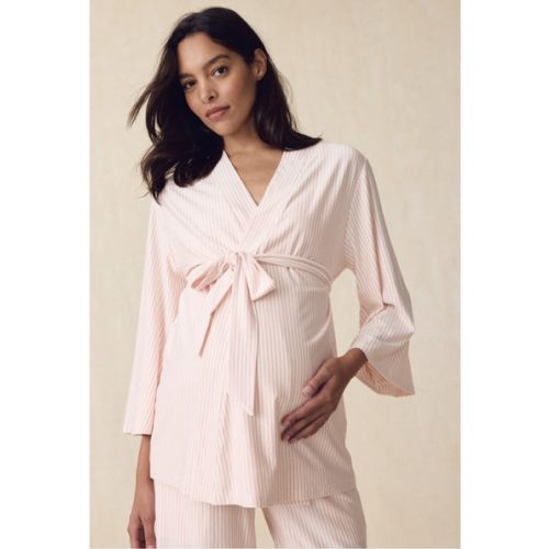 LAKE | Women | DreamModal® Pajamas | English Rose Pencil Stripe Maternity Kimono Bundle