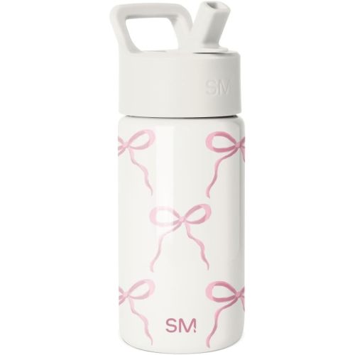 Simple Modern Kids Water Bottle with Straw Lid | 14oz Insulated Stainless Steel Kids Tumbler & Spill Proof Toddler Cup for School, Girls, Boys | Summit | Bows