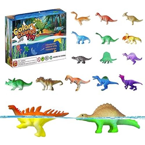 Dinosaur Series - 16pcs Temperature Color Changing Bath Toys, Water Table Toy for Easter Egg Fillers,Goodie Bags Fillers,Themed Party,Classroom Rewards,Carnival Prize, for Kids 3+