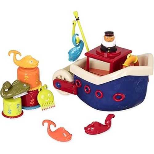 B. toys – Water Play Bath Toy Set – Baby Bath Toys – Boat & Accessories – Tub Toys For Toddlers, Kids – Fish & Splish – 1 Year +