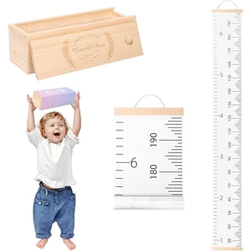 Height Chart for Kids Growth Chart for Wall Kids Height Wall Chart Kids Growth Chart Wall with Keepsake Box Height Measurement Wall Ruler Baby to Child Growth Tracker Neutral Nursery Wall Decor