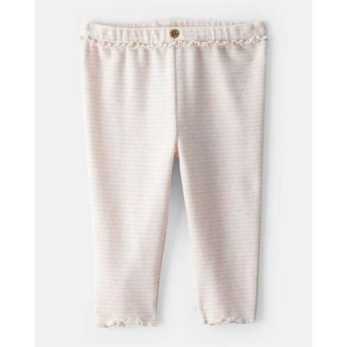 Baby Girl Flutter-Waist Striped Pants - Pink/Cream | Carter's