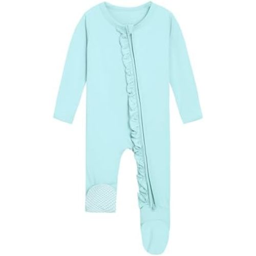 Baby Girls Rompers Soft Infant Toddler Zippered Footed Romper Newborn Viscose from Bamboo Pjs