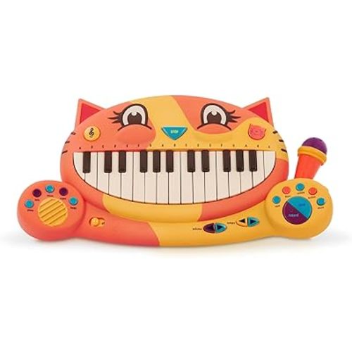 B. toys – Meowsic – Interactive Cat Piano – Toy Piano & Microphone – Musical Instrument For Toddlers, Kids – 20+ Songs, Sounds & Recording Feature – 2+ Years