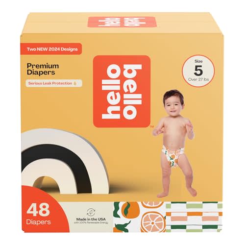 Hello Bello Premium Diapers Size 5, Main Squeeze & Zesties for The Resties Designs, 48ct Club Box