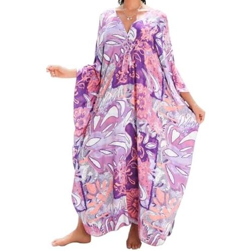Kaftan Dress for Women,2025 Plus Size Hawaiian Batwing Sleeve Beach Cover Up Summer Swimsuit Dresses