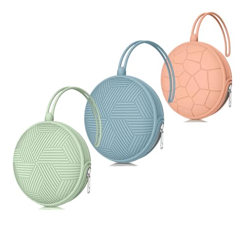 3 Pack Portable Pacifier Holder Case Set, Cover Pouch Bag for Diaper Bags, Baby Carriage Storage Container Box, Easy to Clean (Blue+Muted Red+Mint)