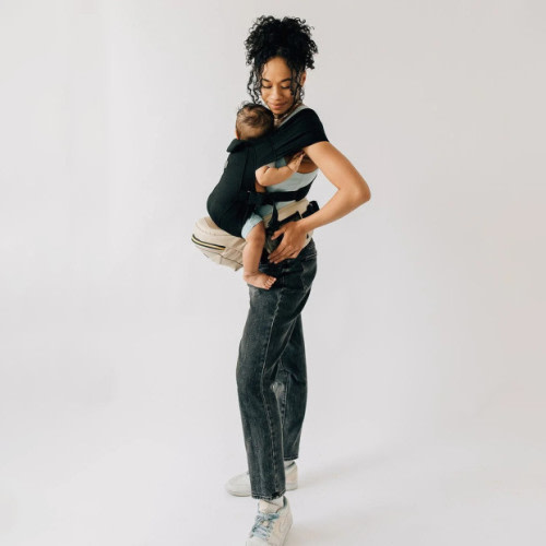 Tushbaby Hip Seat and Snug Carrier Bundle - Cream Vegan Leather, Black Snug Carrier