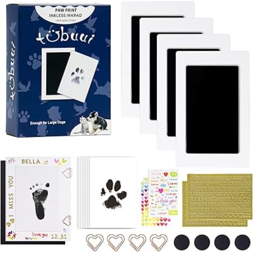 Paw Print Kit for Dogs Cats,Inkless Dog Paw Print Kit, Dog Nose Print Kit,Clean Touch Baby Hand and Footprint Kit,No Mess Newborn Baby Footprint Kit, Pet Paw Print Kit for Family Keepsake