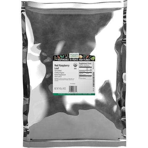 Frontier Organic Red Raspberry Leaf Herbal Supplement, 1-Pound, Certified Organic, Kosher, Non-GMO
