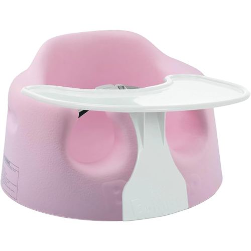 Bumbo Baby Floor Seat, Portable Infant Sit Up Activity & Eating Chair with Tray Accessory, Pink - Feeding and Sitting Lounger for Babies and Infants Ages 3 to 12 Months