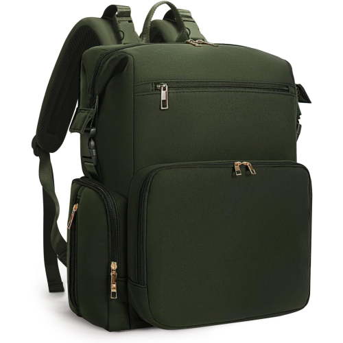Neoprene Diaper Bag Backpack with Insulated Pockets, Large Newborn Baby Maternity Bags Travel Tote with Changing Pad (Army Green)