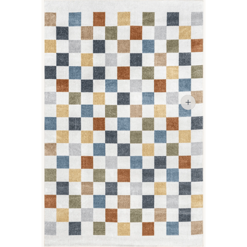 Carina Colorful Checkered Washable Rug 5' 3" x 8'