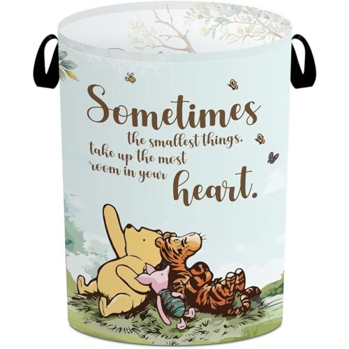 Classic Winnie Storage Basket, Winnie Laundry Hamper, Winnie Nursery Baby Stuff, Pooh Oxford Cloth Hamper With Waterproof Pe Coating, for Boys and Girls Bathroom Bedroom 15.7×19.6 Inch