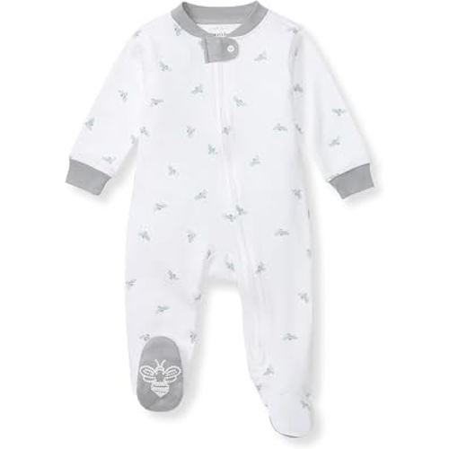 Burt's Bees Baby Boys' Organic Cotton, Sleep and Play Footed Pajamas | Easy zip front PJs feature a 2-way zipper to ensure newborns have a restful nights sleep