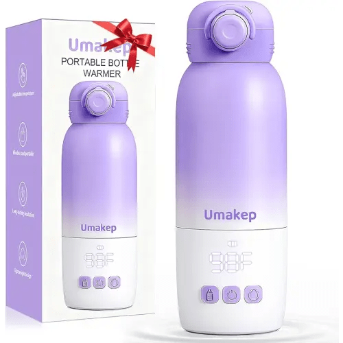 Portable Bottle Warmer for Travel - Large 12oz Capacity with Dual Heating Modes for Breast Milk & Water, Fast Heating Smart Temperature Control, Portable Milk Warmer Gifts for New Mom Purple