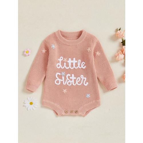Baby Girl Knit Sweater Romper Little Sister Newborn Outfit Baby Girl Fall Winter Clothes Knitted Outfit | SHEIN USA