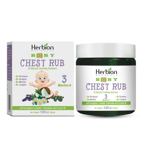 Herbion Naturals Baby Chest Rub, Ages 3 Months+, All-Natural Soothing Ointment with Coconut Oil, Eucalyptus, Lavender, Chamomile, Shea Butter, Petroleum-Free, Menthol-Free, Non-GMO; Baby Essential HSA/FSA Eligible