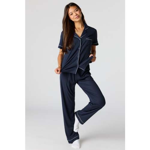 Satin Button-Up Top & Pant Pajama Set – Urban Planet