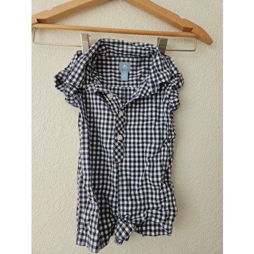 baby gap gingham short sleeve button down romper, 3-6 months