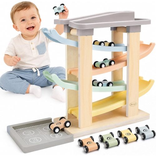 Joyreal Wooden Car Ramp Toy for Toddlers Ages 1–3