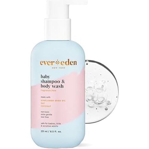 Evereden Baby Shampoo & Body Wash 2-in-1, 8.5 fl oz | Gentle, Non-Toxic, Fragrance-Free, Hydrating Formula for Sensitive Skin