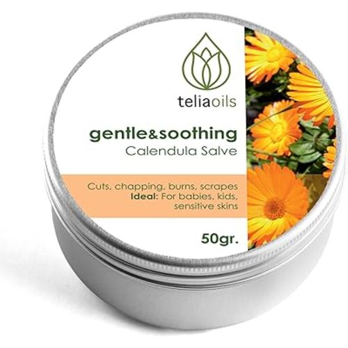 Calendula Salve (Marigold) For Baby Skin and Facial Use. Soothing Herbal Cream for Rashes, Irritated Skin, Dry Skin and Chapped Skin 50 Ml / 1.7 Oz