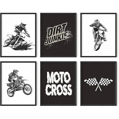 Summit Designs Motocross - Motocross Gifts, Decor For Bedroom Wall, Posters For Wall, Dirt Bike Decor, Art, Bike Art - Unframed Set Of 6 (8x10) Prints