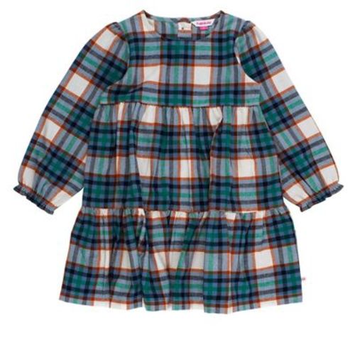 RuffleButts Toddler Girls Woven Long Sleeve Tiered Twirl Dress