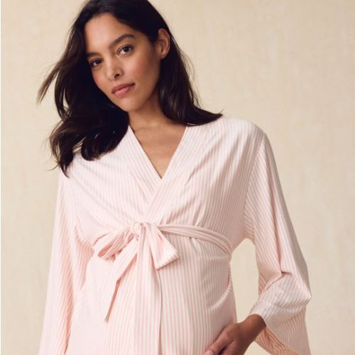 LAKE | Women | DreamModal™ Pajamas | English Rose Pencil Stripe Maternity Kimono Bundle