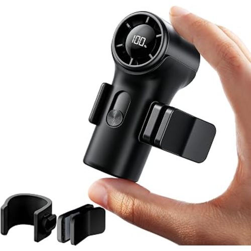 Mini Portable Clip on Fan,100 Speeds 18000 RPM High Velocity Personal Fans with LED Display,USB Rechargeable Small Handheld Fan with Lanyard for Travel,Indoor,Outdoor (Black)