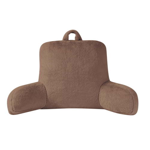Mainstays Faux Fur Plush Bedrest Pillow, 18.5 in x 32.5 in, Warm Brownie