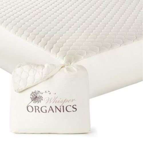Whisper Organics Organic Cotton Quilted Mattress Pad Protector Natural Queen