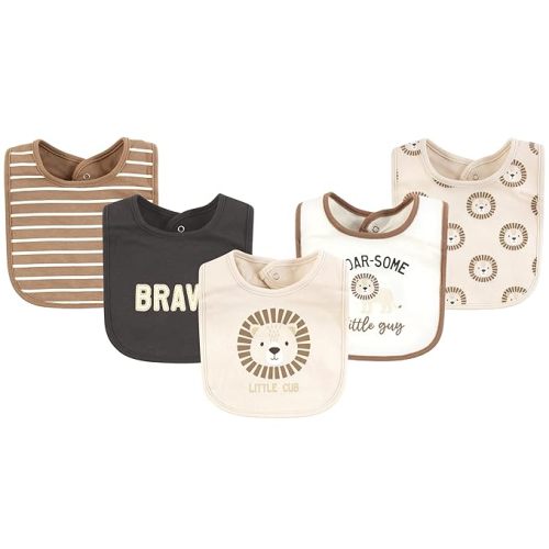 Hudson Baby Unisex Baby Cotton Bibs, Brave Lion, One Size