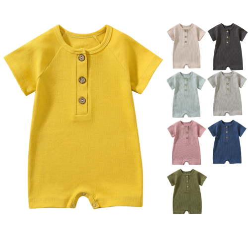 fheaev Baby Girl Boy Clothes Summer Outfits Infant Short Sleeve Romper Jumpsuit Cotton Solid Color Bodysuit for Newborn